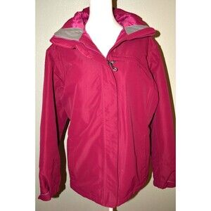 Lands’ End Women’s Hooded Jacket Size XL Raspberry Red Waterproof Wind Coat